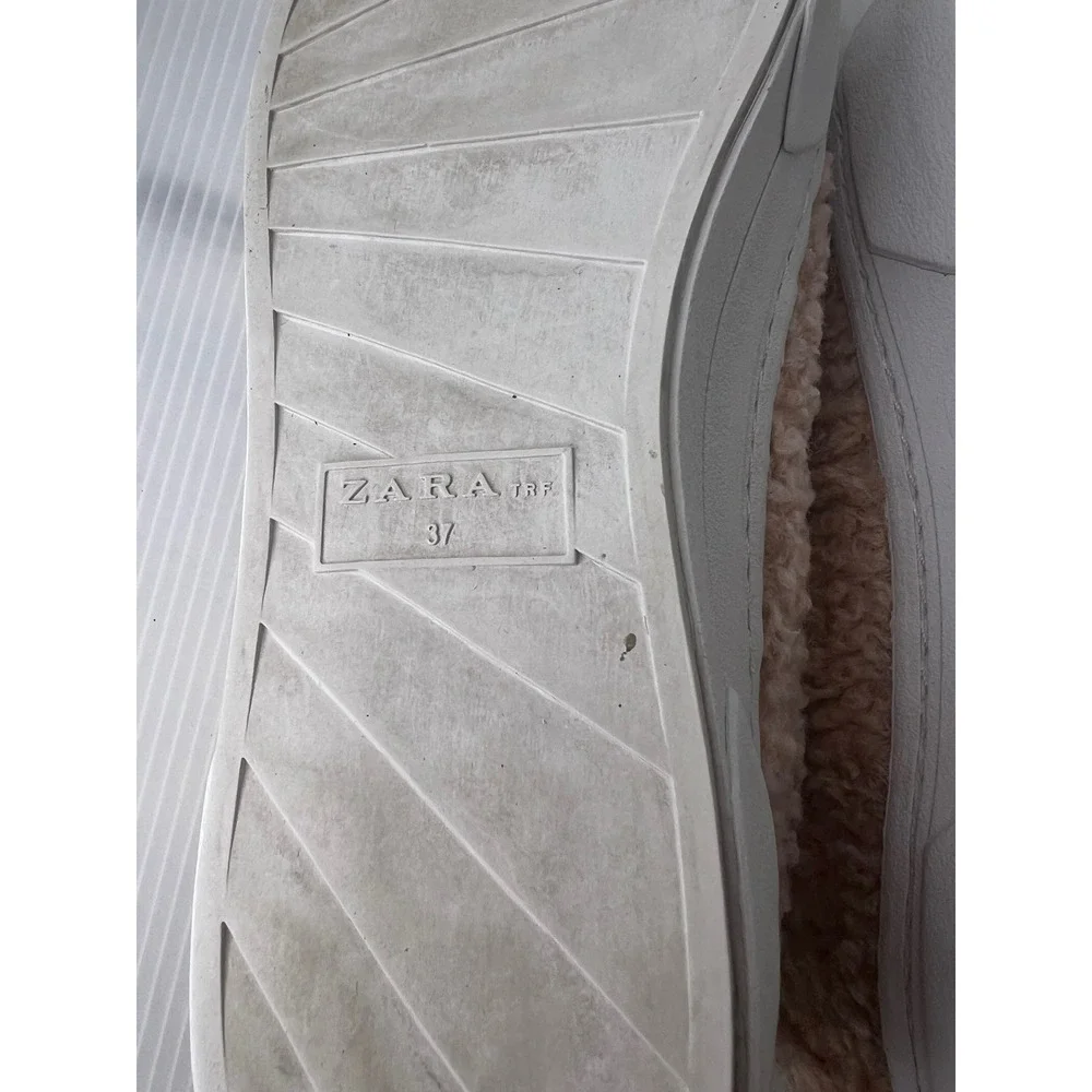 Zara Pink Sherpa Faux Fur Platform Sneakers Low Top Blush EU 37 Size 7